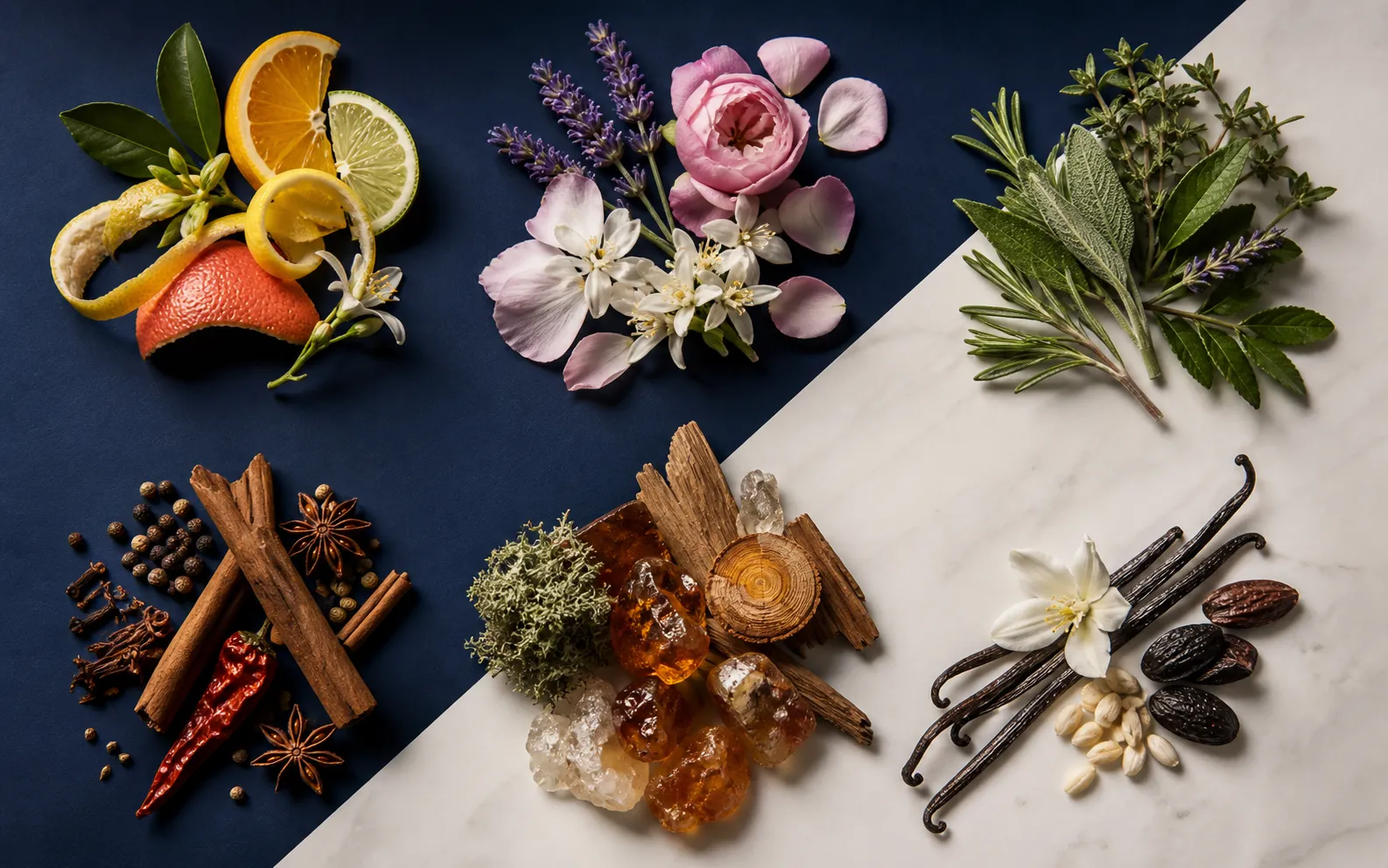 Ingredientes que representan familias olfativas