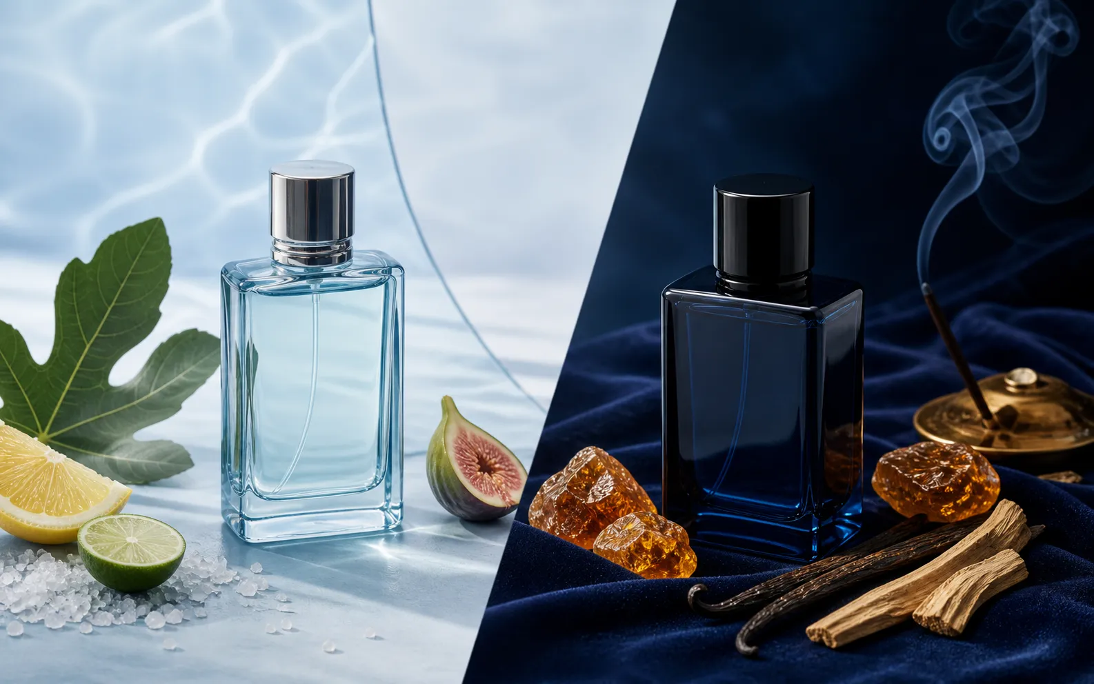 Frascos de perfume asociados a distintas concentraciones